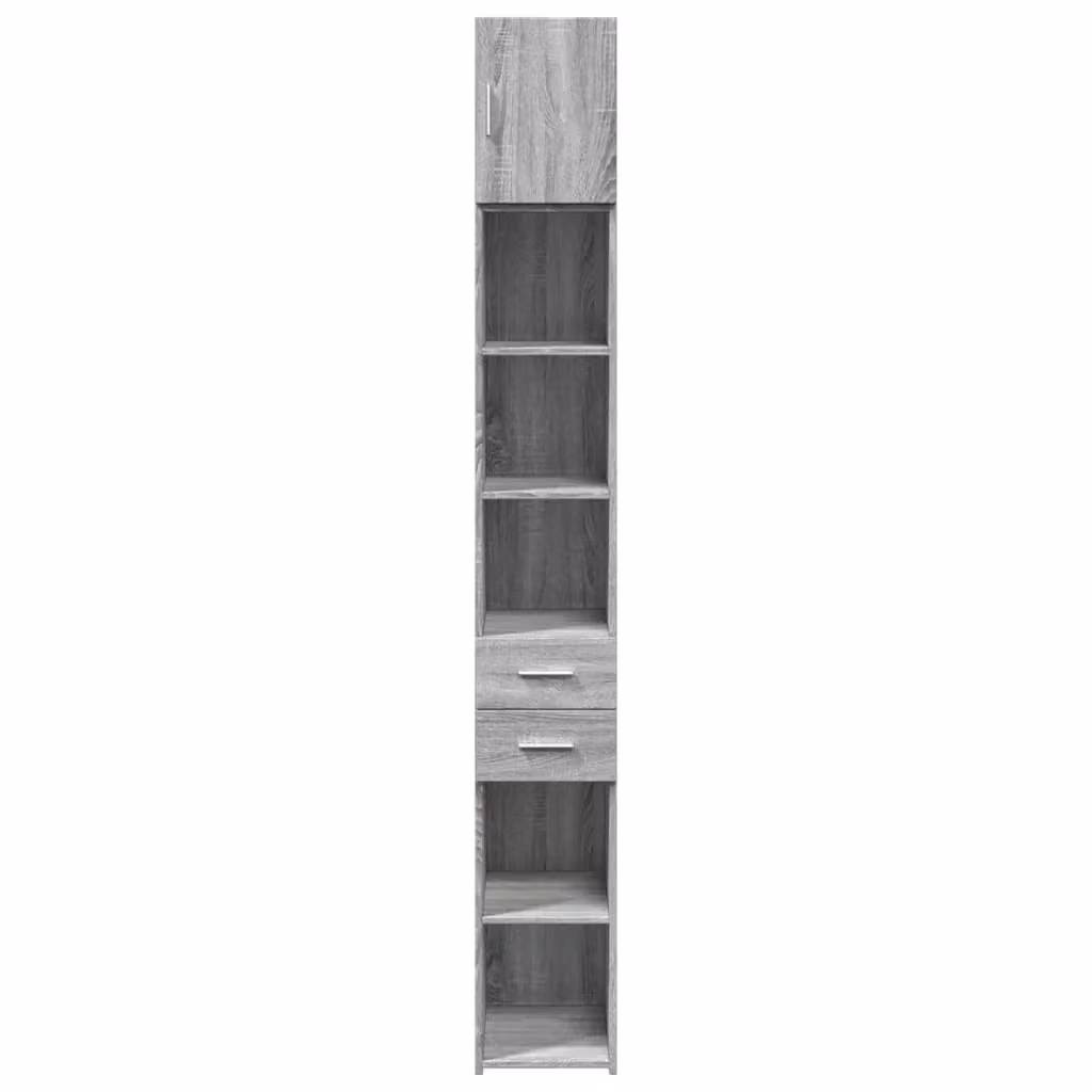 Mobile contenitore salvaspazio moderno HELLOSHOP26 in legno composito grigio opaco con ante e cassetti L/P/H: 30 x 42,5 x 225 cm – 2