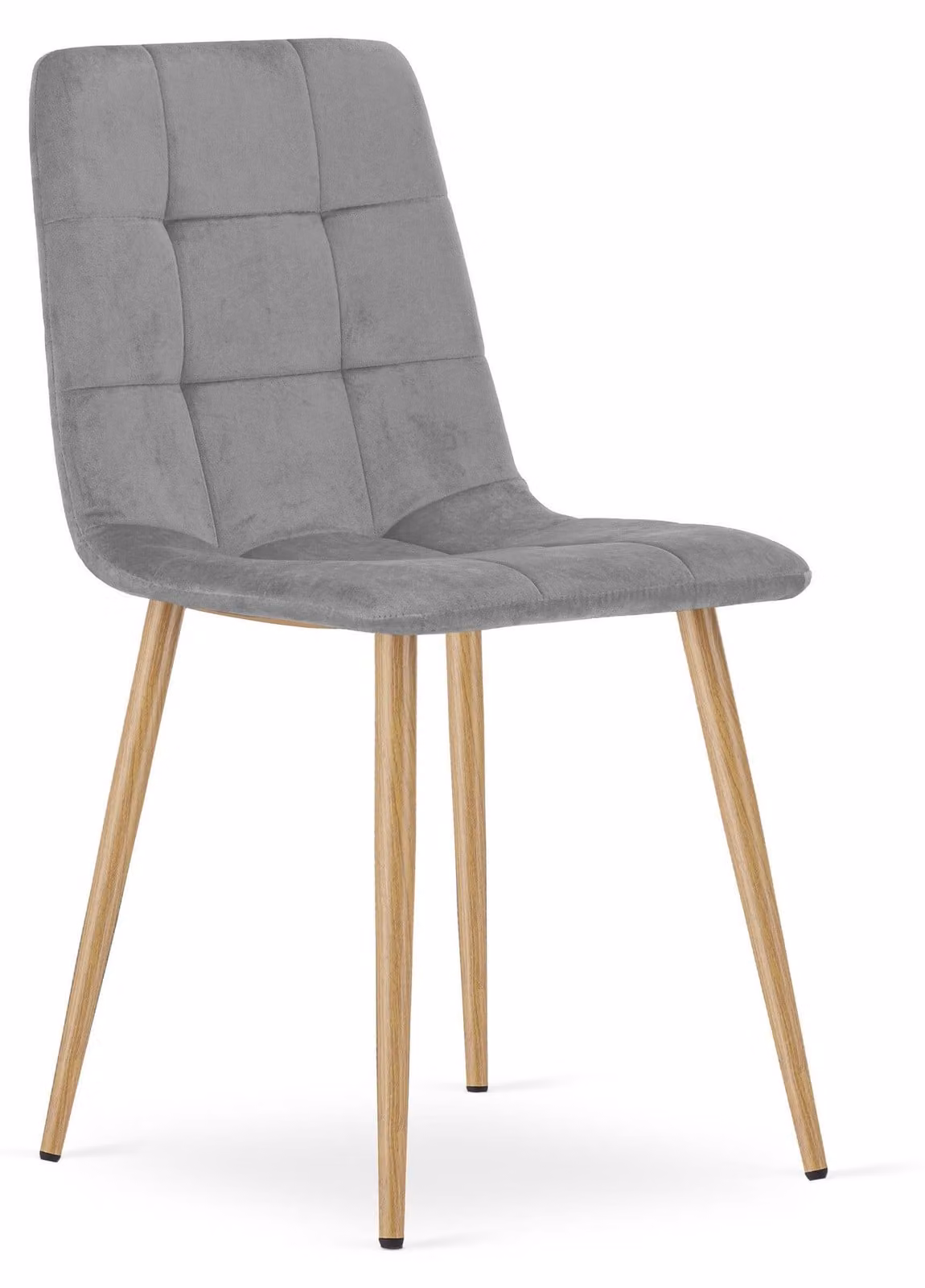 Poltrona - Leobert - Modello Kara - Tessuto velluto grigio chiaro / Gambe in legno di faggio - Dimensioni: 45 x 50,5 x 87 cm