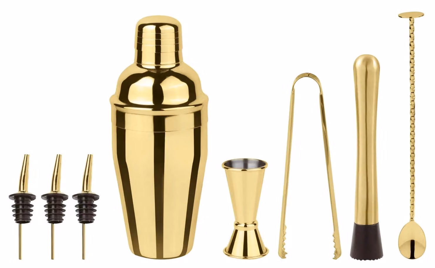 Set Mixology per barman Cobbler oro Paderno, 6 pezzi