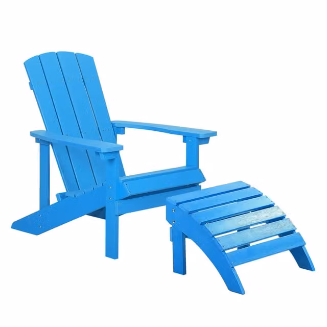 Sedia da giardino Beliani blu con poggiapiedi e braccioli in stile moderno resistente agli agenti atmosferici