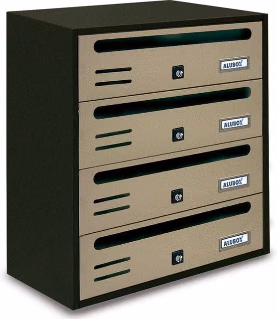 Cassetta postale Alubox Cubo/R 4 in acciaio colore sabbia L: 38,5 cm, P: 25 cm, H: 43 cm