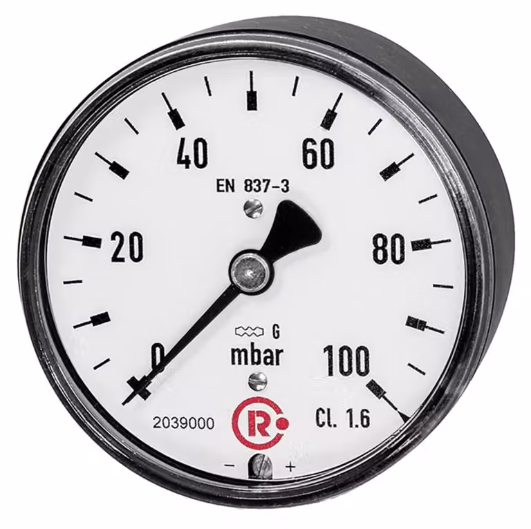 Manometro a capsula Riegler, G 1/4 posteriore centrico, 0 - 40 mbar, Ã˜ 63, 5821-R
