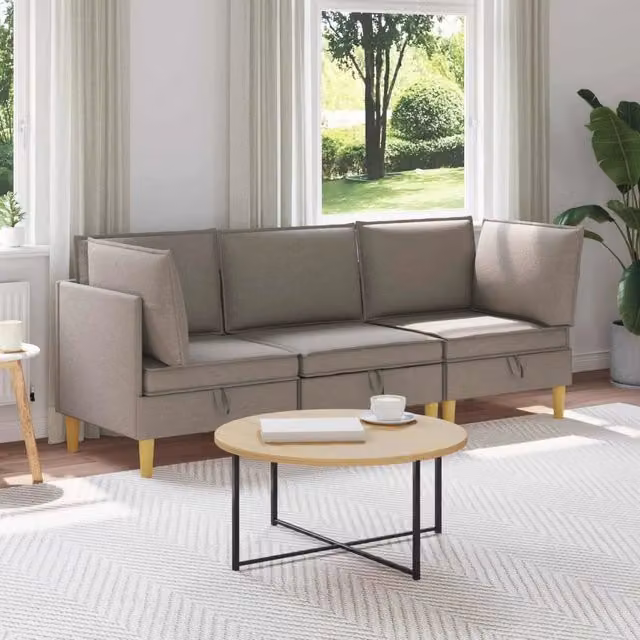 Set di divani modulari con spazio di archiviazione 3 pz Tortora 3413703