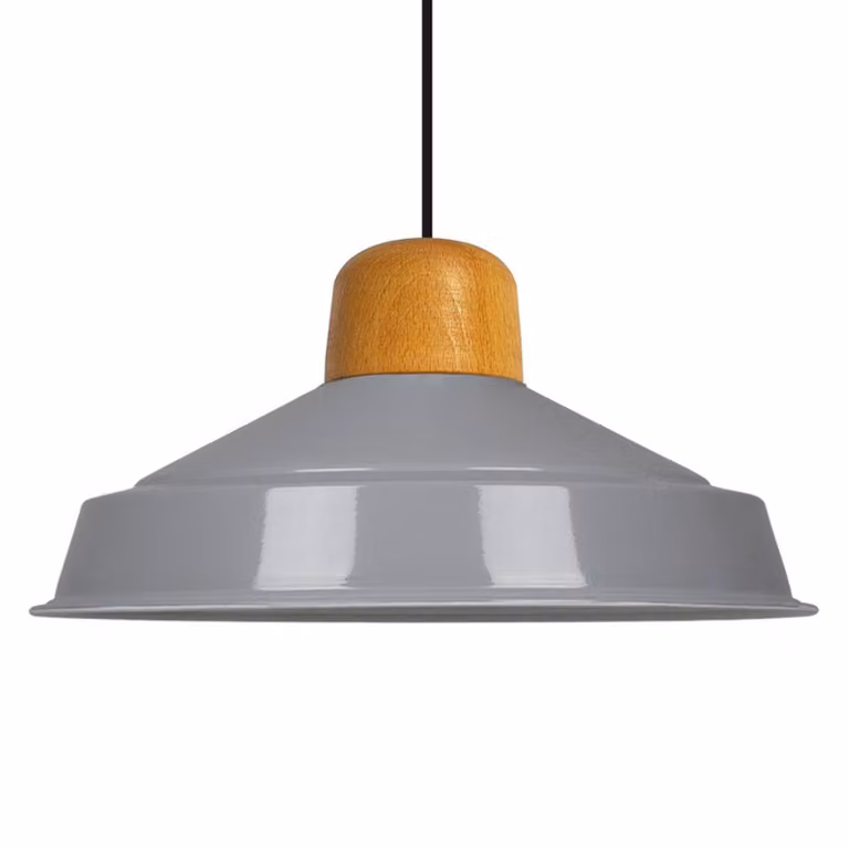 Lampada a sospensione Asletl Lampada a sospensione in legno 41 cm Grigio Metallo Lampada vintage