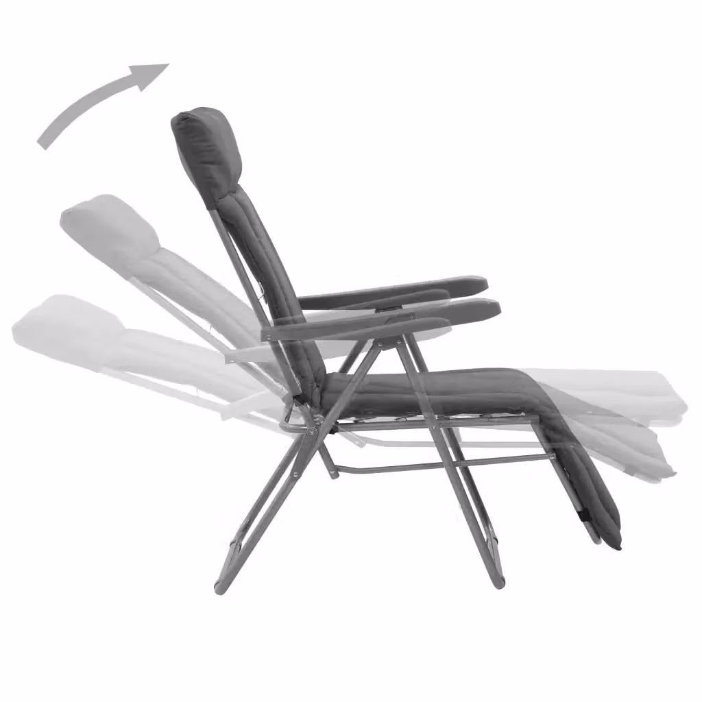 Set di 2 sedie pieghevoli con cuscini vidaXL in acciaio grigio per giardino – 2
