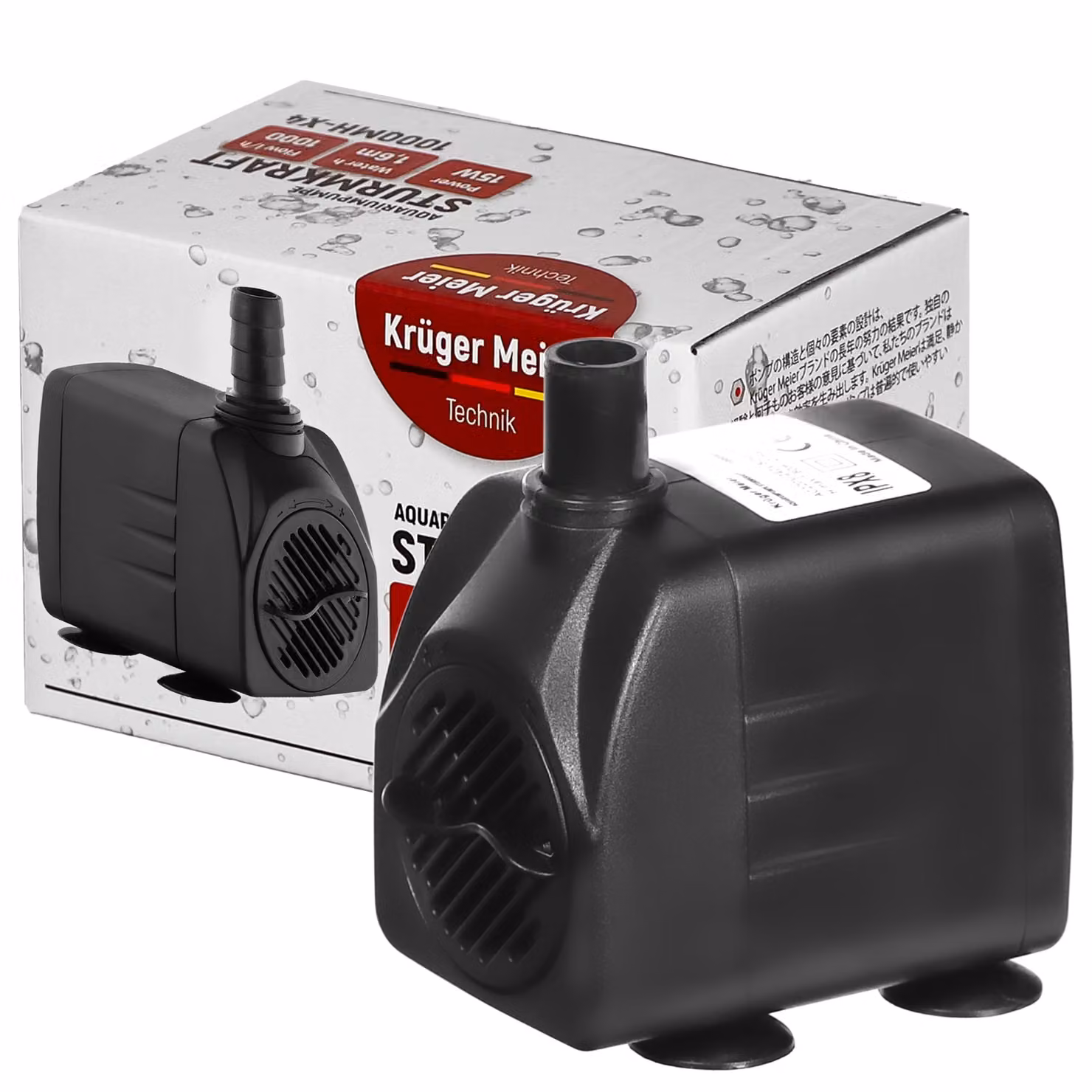 pompa d’acqua da 1000 l/h, Kruger Meier Sturmkraft 1000MH-X4, formato micro, funzionamento silenzioso, uso universale