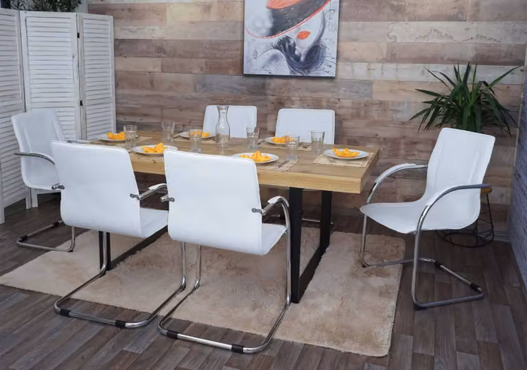 Set da 6 sedie da pranzo Perm, sedie da cucina a sbalzo, sedie con schienale, acciaio ~ bianco