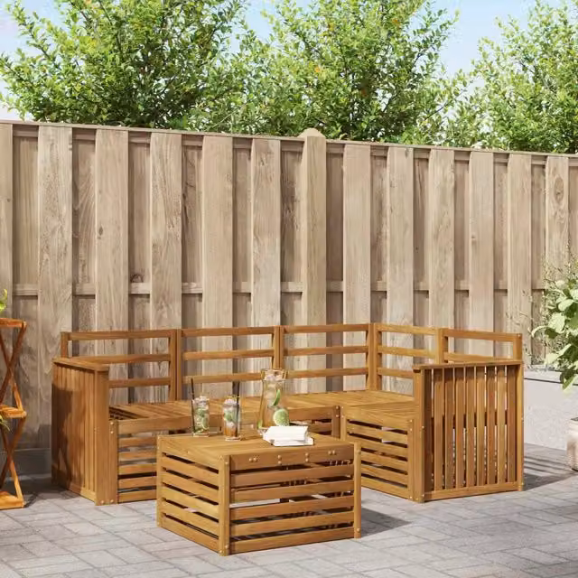 Set di divani da esterno 5 pz Naturale Poliestere 3374764