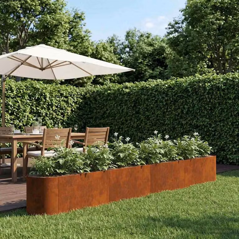 Letto rialzato da giardino vidaXL in acciaio Corten marrone e rosso L: 360 cm, P: 40 cm, H: 40 cm
