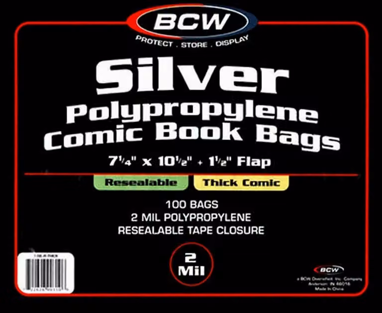 Bcw sacchetti richiudibili per fumetti argentati (100 ct.)