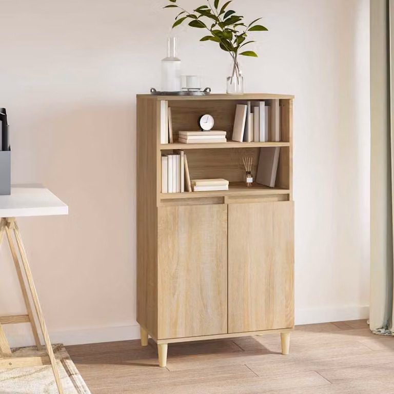 Credenza vidaXL in Rovere Sonoma, Legno Multistrato, Colore Marrone/Beige, L/P/H: 60 x 36 x 110 cm