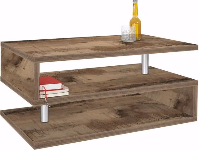 Tavolino a S con ripiani a giorno Zeta Acero Pereira per il tuo soggiorno L/P/H: 90 x 41,5 x 55 cm – 1