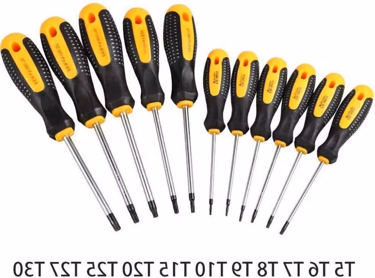 Cacciavite magnetico Torx T5-T30 lungo, nero/giallo