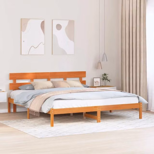 Struttura del letto Marrone 180 x 200 cm Legno massello di pino 872154