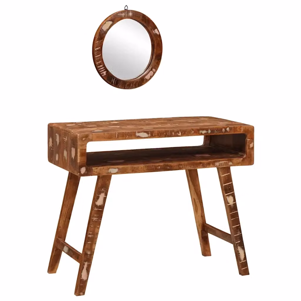 Tavolo da trucco con specchio vidaXL in legno marrone stile minimalista L: 90 cm, P: 45 cm, H: 76 cm – 2