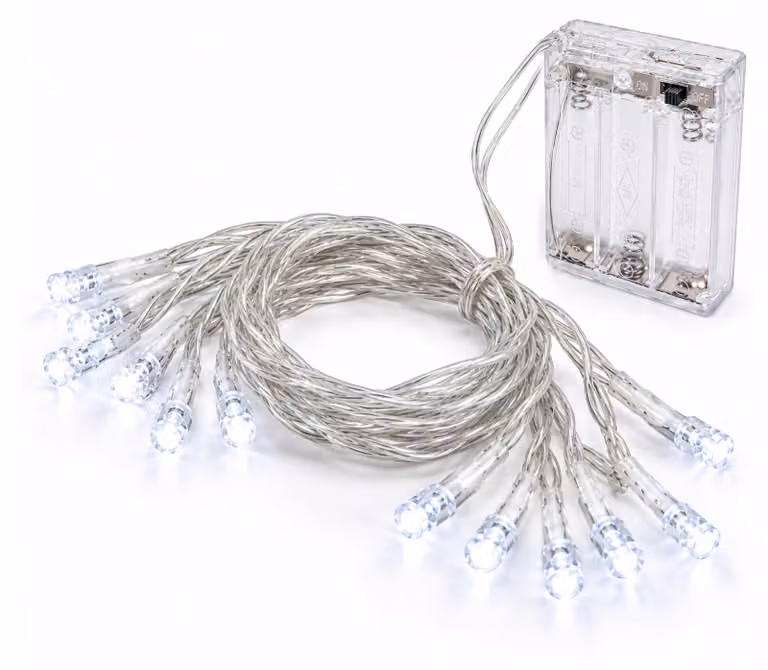 Linder Exclusiv Catena Natalizia a Batteria 50 LED Bianco Freddo