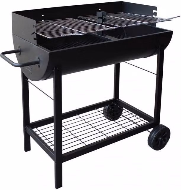 Barbecue a carbonella GIORDANOSHOP in acciaio nero L: 100 cm, P: 47 cm, H: 94 cm – 1