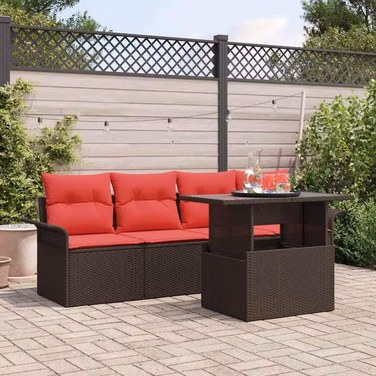 Maison Exclusive - Set da giardino composto da 5 pezzi, divano in rattan sintetico marrone