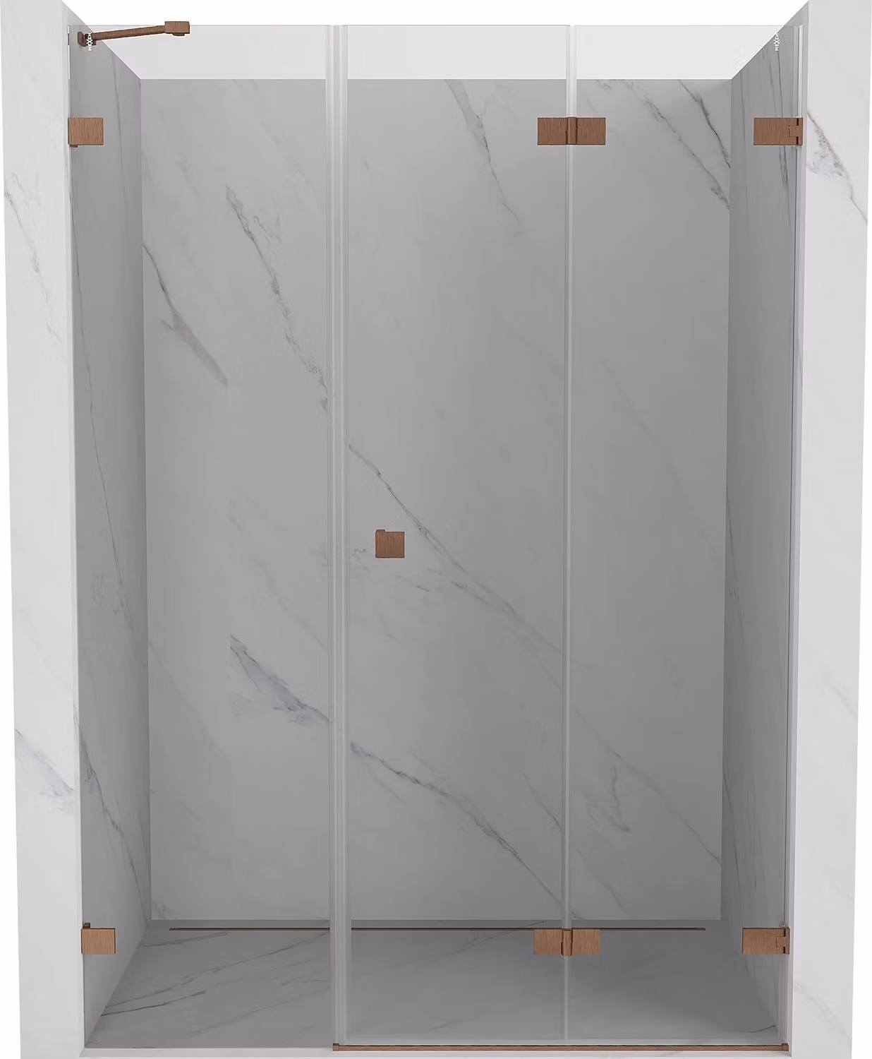 Mexen Lunar-F porta doccia pieghevole destra 135 cm, trasparente, rame spazzolato - 836S-135-050-65-00-P