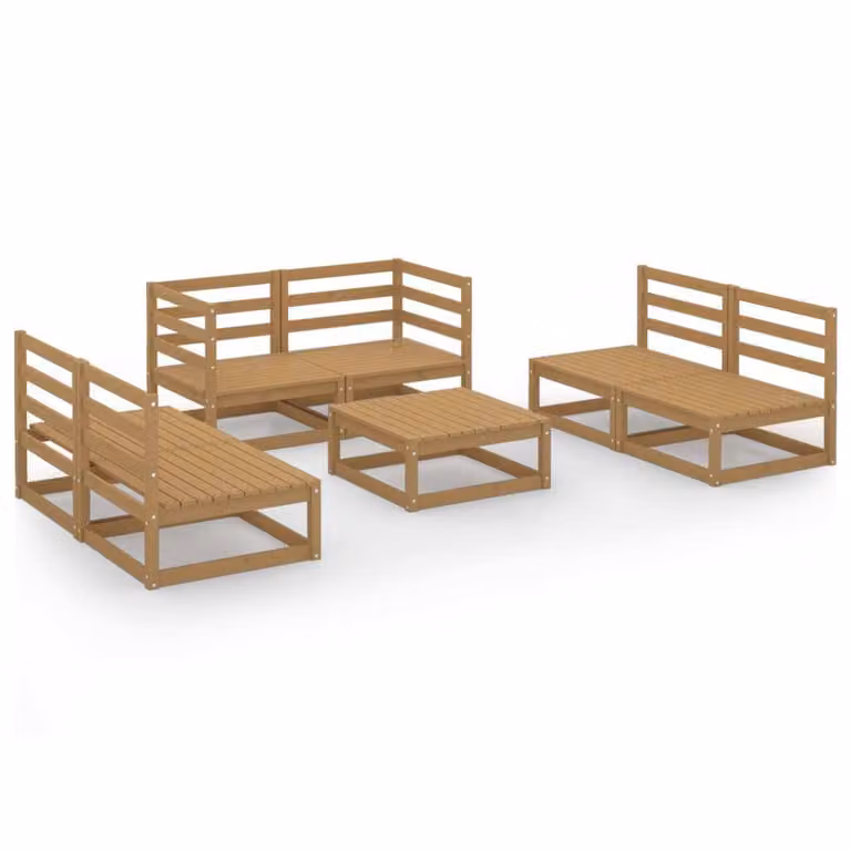 vidaXL set da salotto da giardino 7 pezzi in legno di pino massiccio marrone miele