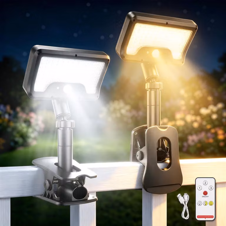 Lampade solari con sensore di movimento, confezione da 2, grado di protezione IP65, 3 colori, con telecomando