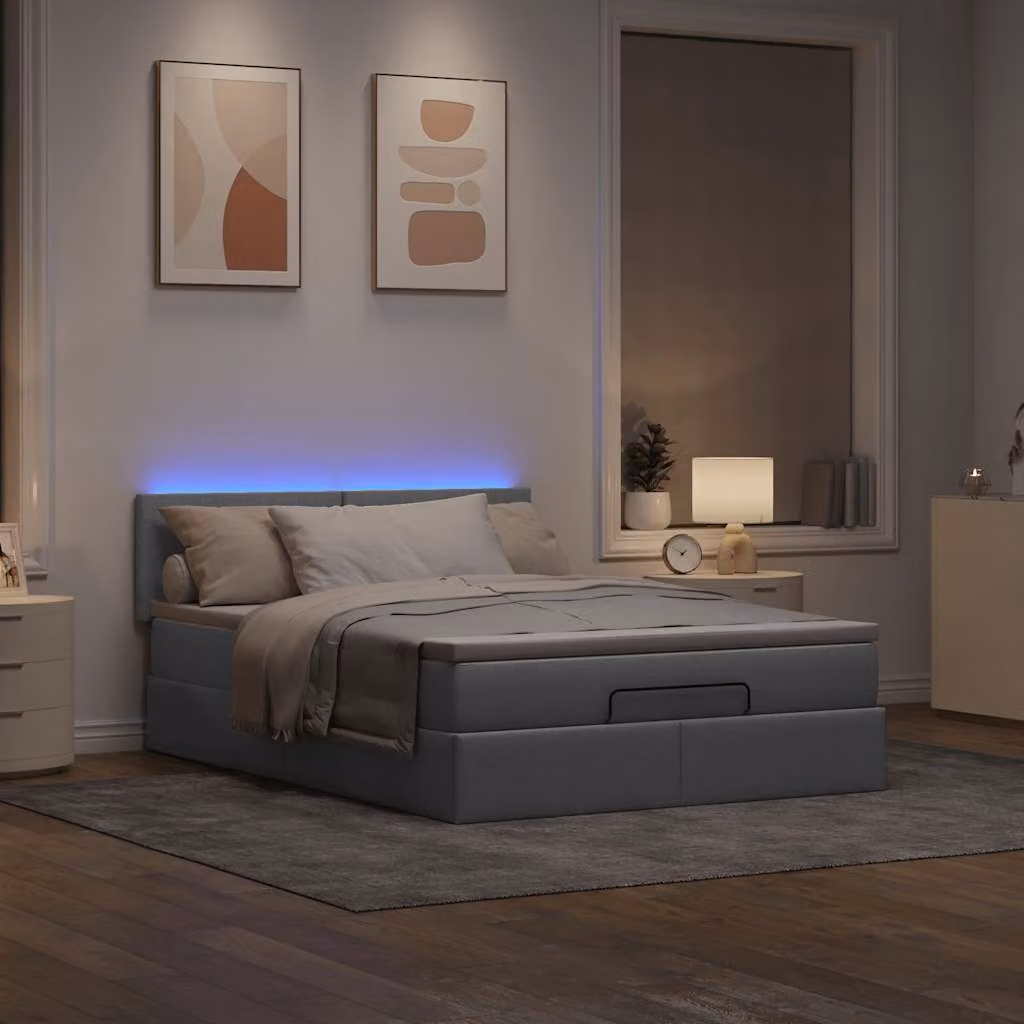 Maison Exclusive - Pouf Letto con Materasso e LED Grigio Chiaro 140x190 cm