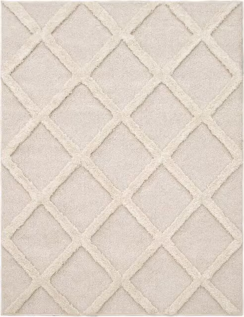 Tappeto Geneva beige con effetto alto-basso, stile scandinavo, L: 120 cm x P: 160 cm