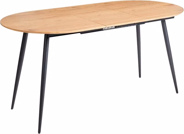 Tavolo da pranzo allungabile BELIANI con piano ovale in MDF marrone e gambe in metallo nero stile industriale L: 170 cm, P: 100 cm, H: 77 cm