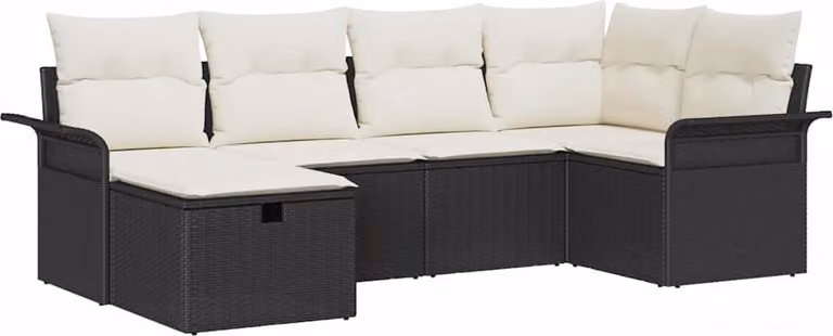 Set Divano da Giardino con cuscino 6 pcs Poly Rattan