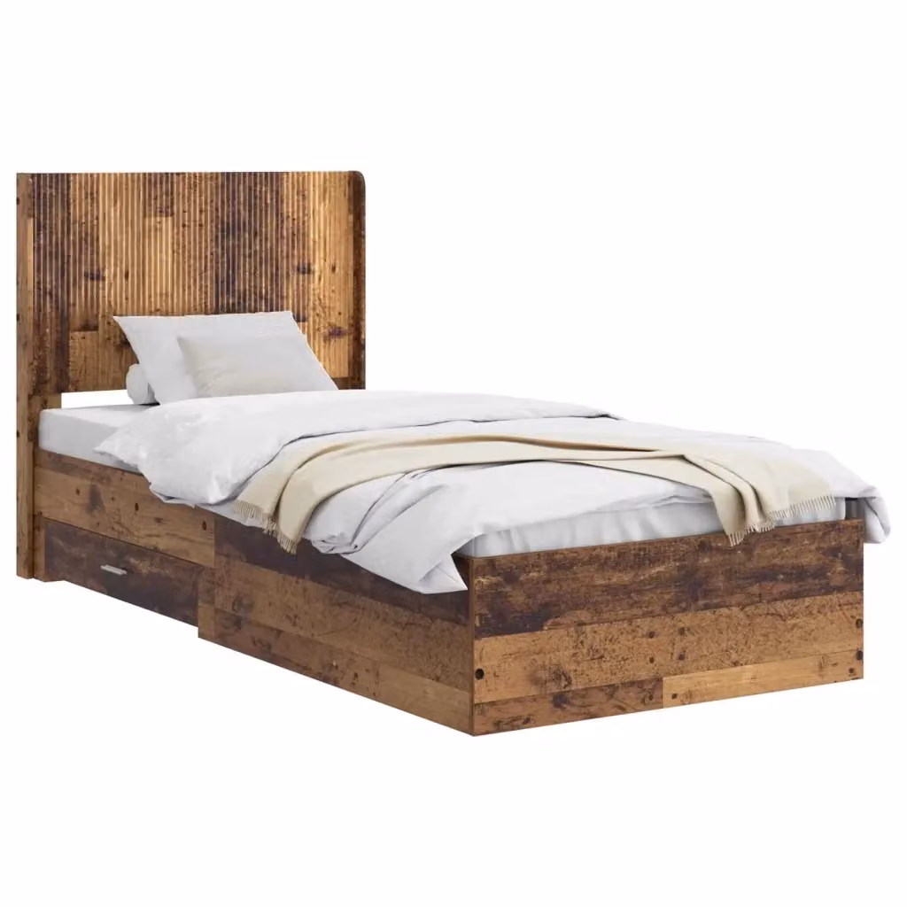 Letto con contenitore e testata vidaXL in legno color marrone L: 140 cm, P: 105 cm, H: 203 cm – 2