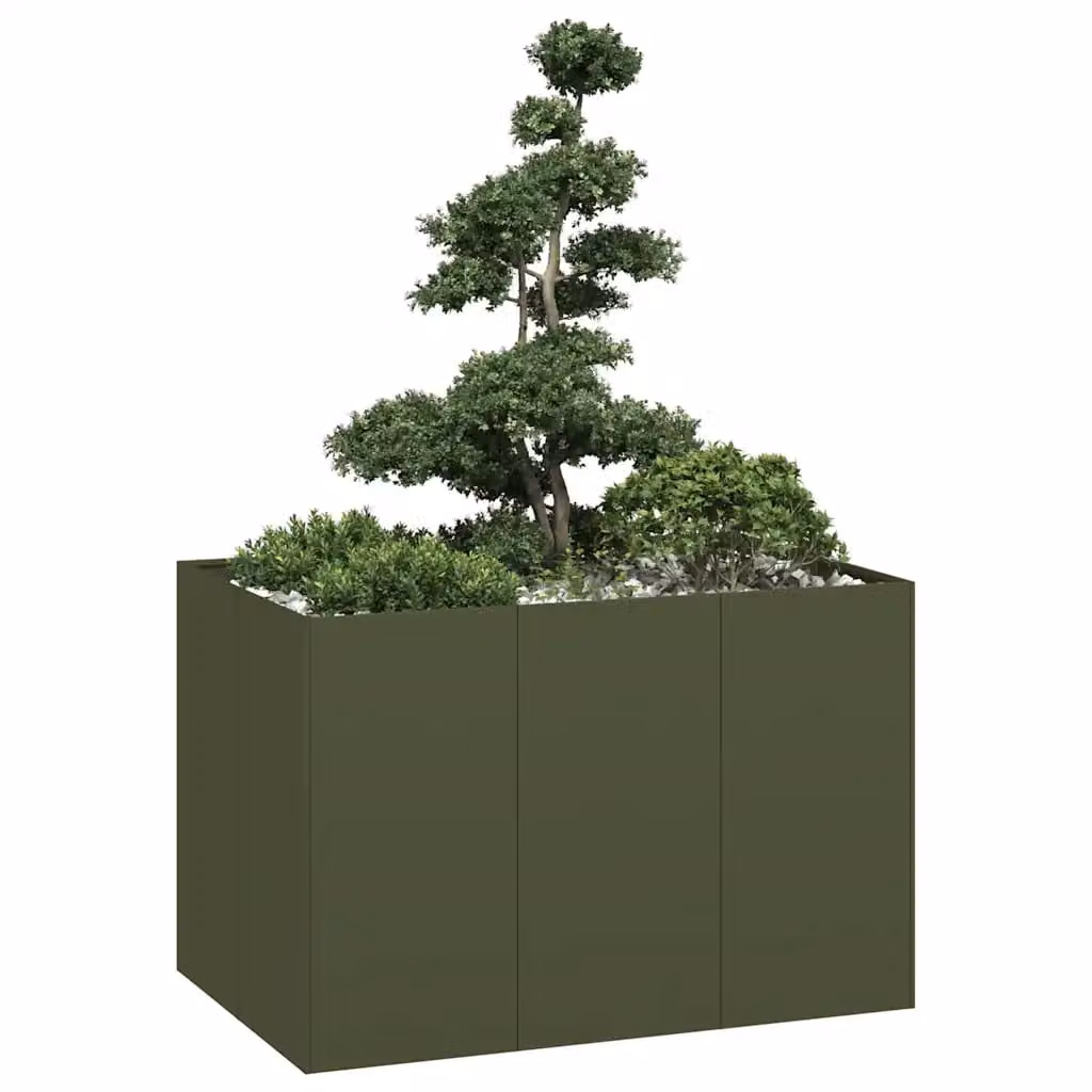 Fioriera rialzata vidaXL in acciaio color verde, L: 120 cm, P: 80 cm, H: 80 cm – 1