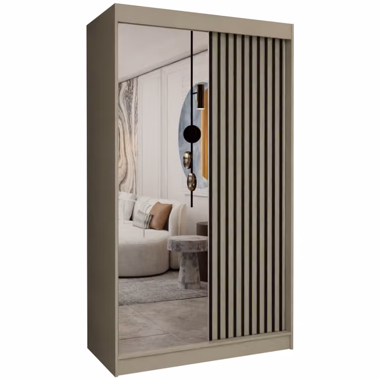 AX LIVING Cabinio Armadio beige Armadio con ante scorrevoli Lamell 120