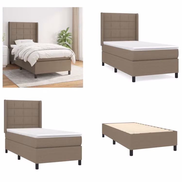 vidaXL Letto boxspring con materasso Taupe 80x200 cm in tessuto - Letto boxspring - Boxspringbetten - Bett - Schlafzimmermöbel