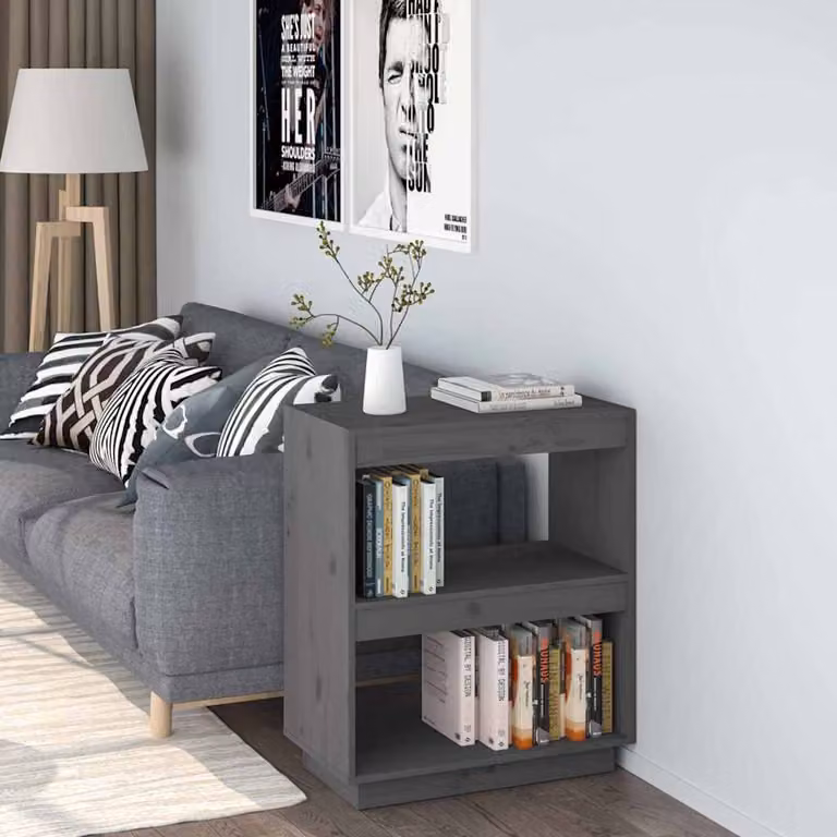 Libreria moderna vidaXL in legno massello di pino grigio, L 60 cm, P 35 cm, H 71 cm