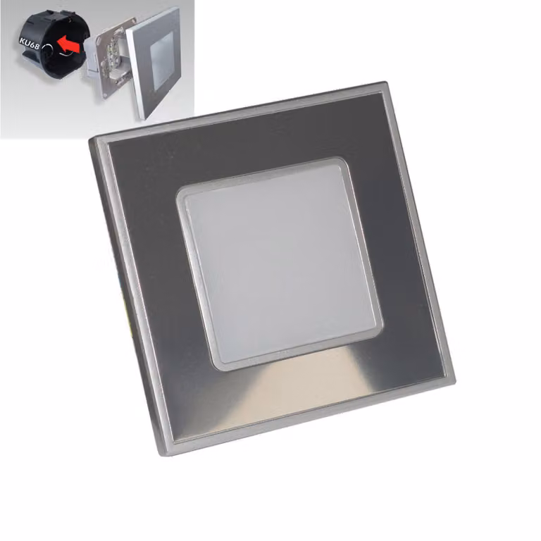Illuminazione a LED a gradini 1W, 60lm, 4000K, specchio/acciaio inox L: 86, L: 35, H: 86