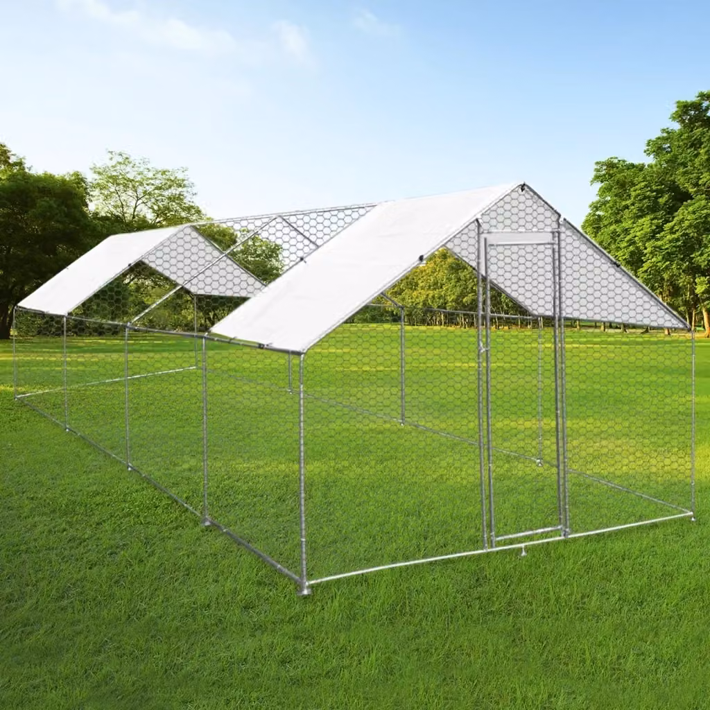 Recinto per Pollaio Monster Shop in Acciaio Galvanizzato Argento L: 8 m, P: 4 m, H: 2 m – 2
