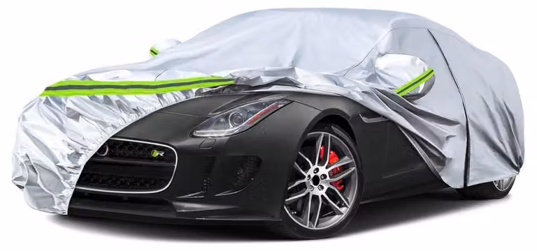 Copertura per auto, tipo garage completo, impermeabile e traspirante, per Jaguar F-Type dal 2014 al 2022, colore argento