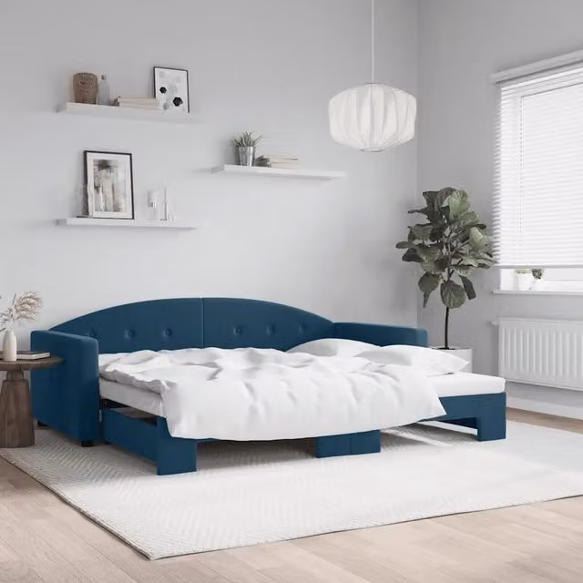 Divano Letto Moderno vidaXL in Velluto Blu per Soggiorno e Camera da Letto – 1