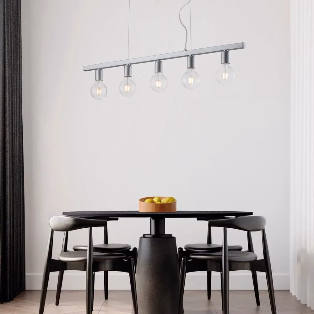 Lampadario a sospensione Fabian Bonetti Illumina in metallo argento con 5 luci E27 e altezza regolabile – 2
