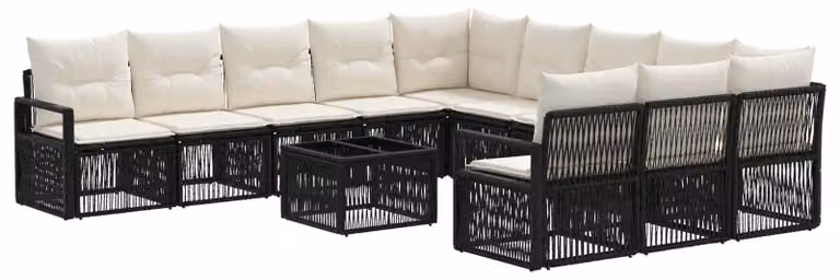Set Divano da Giardino 12 pcs Nero polyrattan