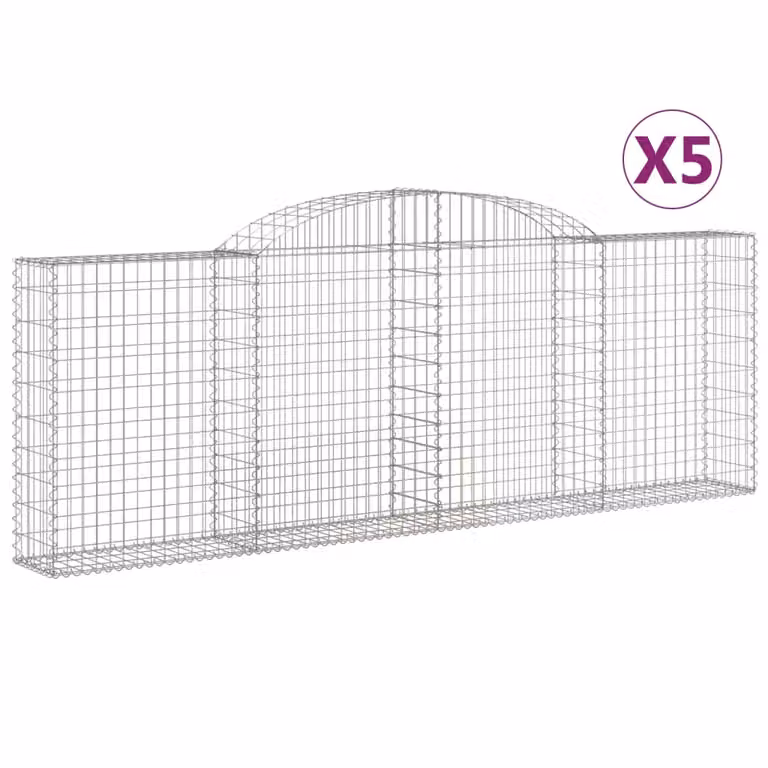 Cesti Gabbioni ad Arco 5 pz 300x30x100/120 cm Ferro Zincato