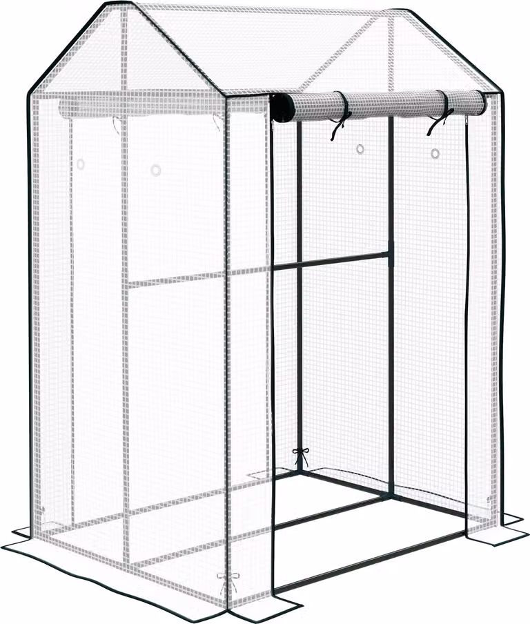 Serra Moonbite, dimensioni 100 x 80 x 150 cm, con doppia porta, due aree di coltivazione, copertura in polietilene resistente ai raggi UV, ventilazione laterale, adatta per balcone e giardino, realizzata in acciaio, colore bianco