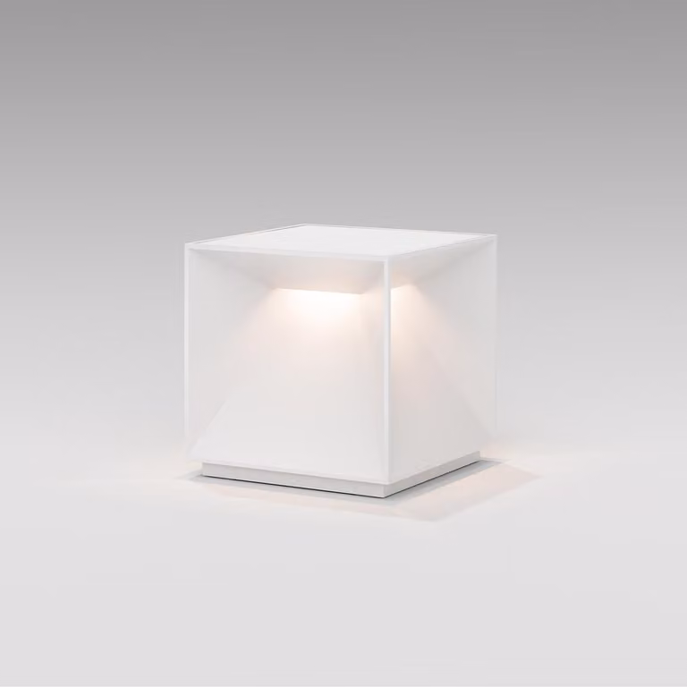 Sigor LED lampada da tavolo ricaricabile Nutalis IP54 a forma di cubo Flex Mood 2700/2200K bianco neve