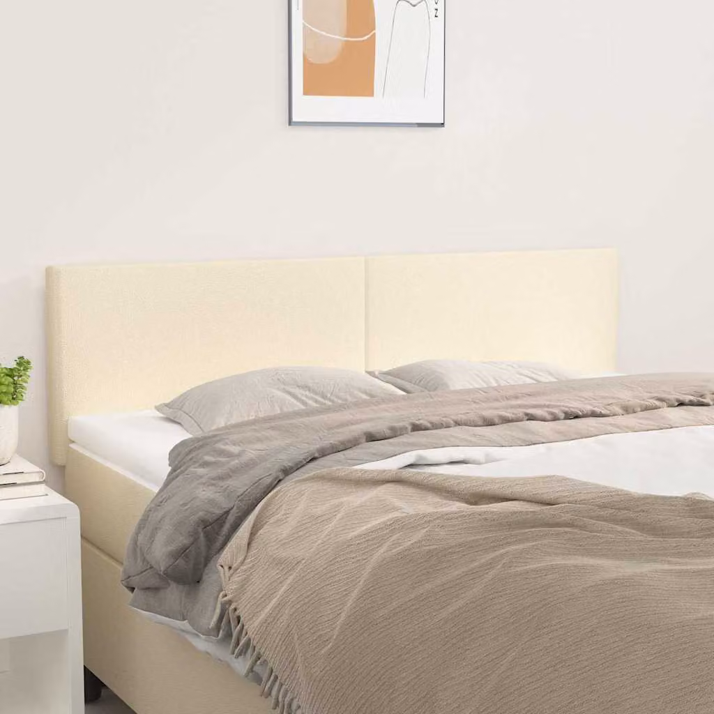 Testiera per letto vidaXL in similpelle beige con struttura in legno, L 144 x P 5 x H 78/88 cm