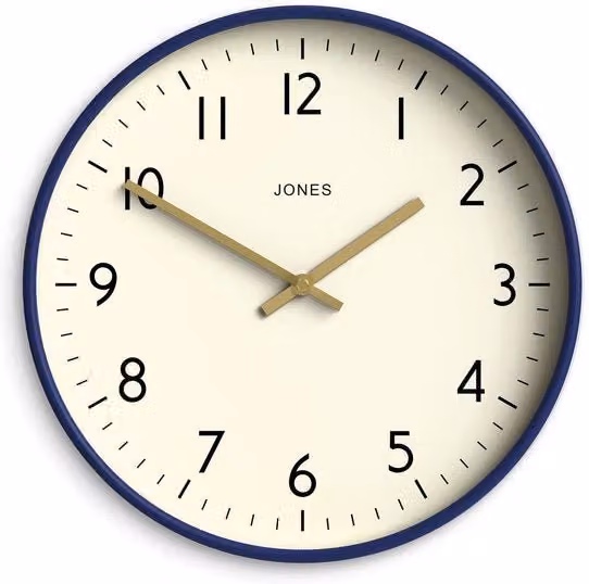 Orologio da Parete Analogico Jones Clocks Blu Scuro Design Moderno Rotondo Diametro: 30 cm