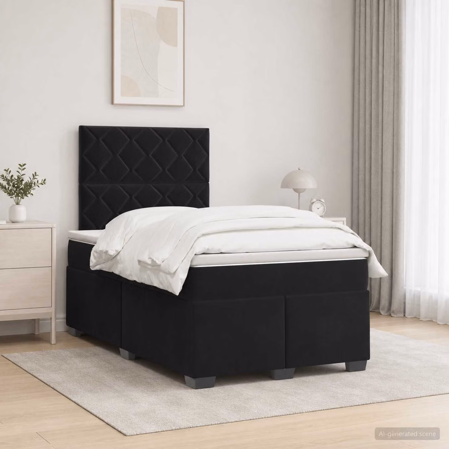 Letto box spring con materasso vidaXL in velluto nero L 120 x P 200 cm