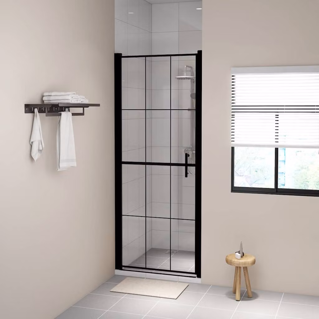 Porta per doccia in vetro temperato vidaXL, L: 81 cm, H: 195 cm, Nero – 1