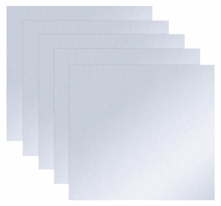5 fogli di lamina di zinco, purezza 99,9%, dimensioni 100x100x0,2 mm, per uso di laboratorio