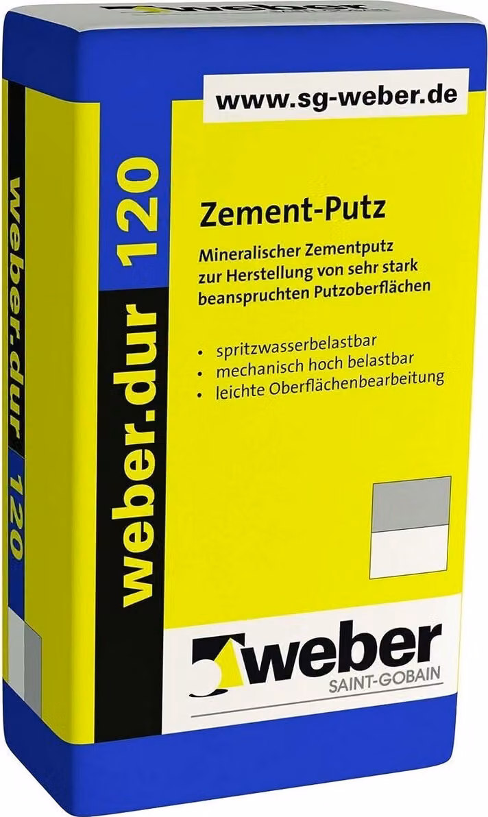 weber.dur 120 mineralischer Zement-Putz 30kg naturgrau