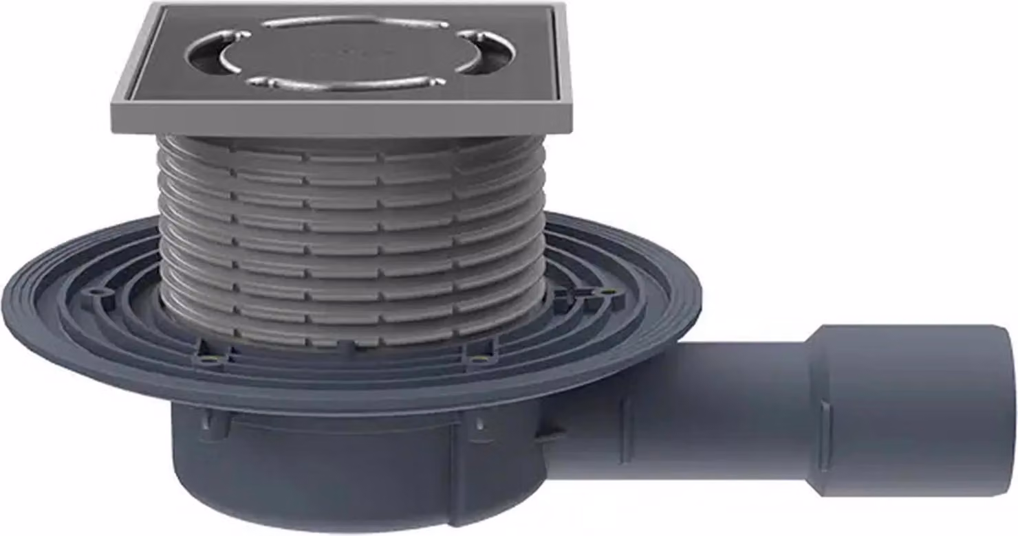Scarico a pavimento HL Hutterer & Lechner, DN40/50 con uscita orizzontale, con flangia isolante, ZU